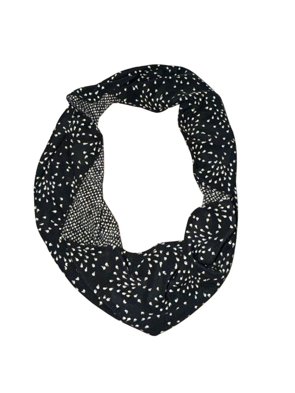 J. Jill Black White Silk Foliage Print Infinity Scarf-GUC